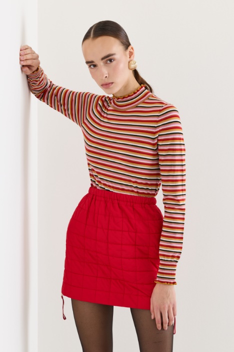 Maglia aderente con rouches a contrasto - Fashion Market