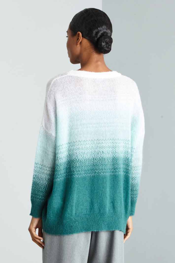 Maglia garzata con intarsio - VERDE - Fashion Market - 4