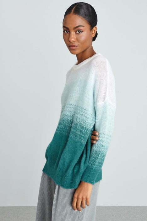 Maglia garzata con intarsio - Fashion Market