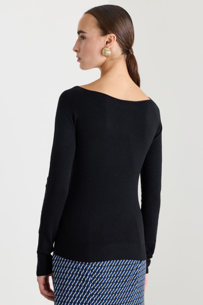 Maglia aderente in lana - NERO - Fashion Market - 4