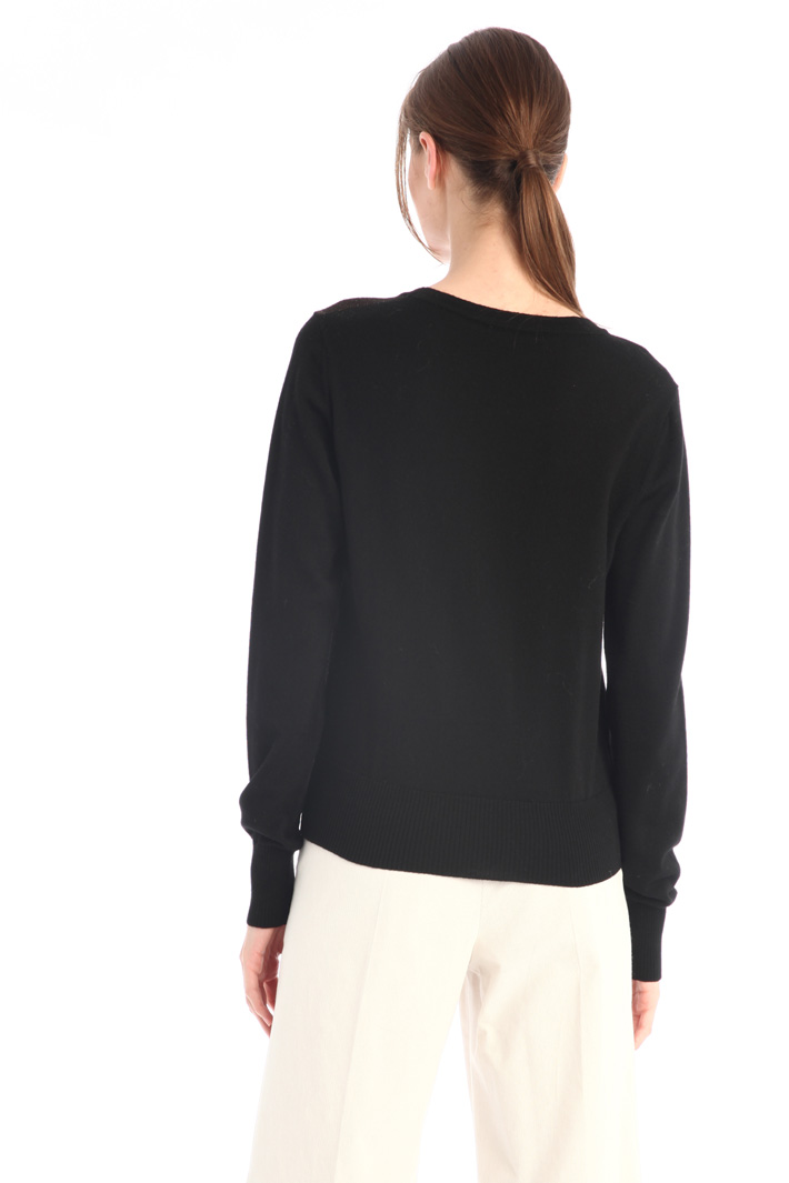 Maglia con intarsio - NERO BIANCO BEIGE - Fashion Market - 2