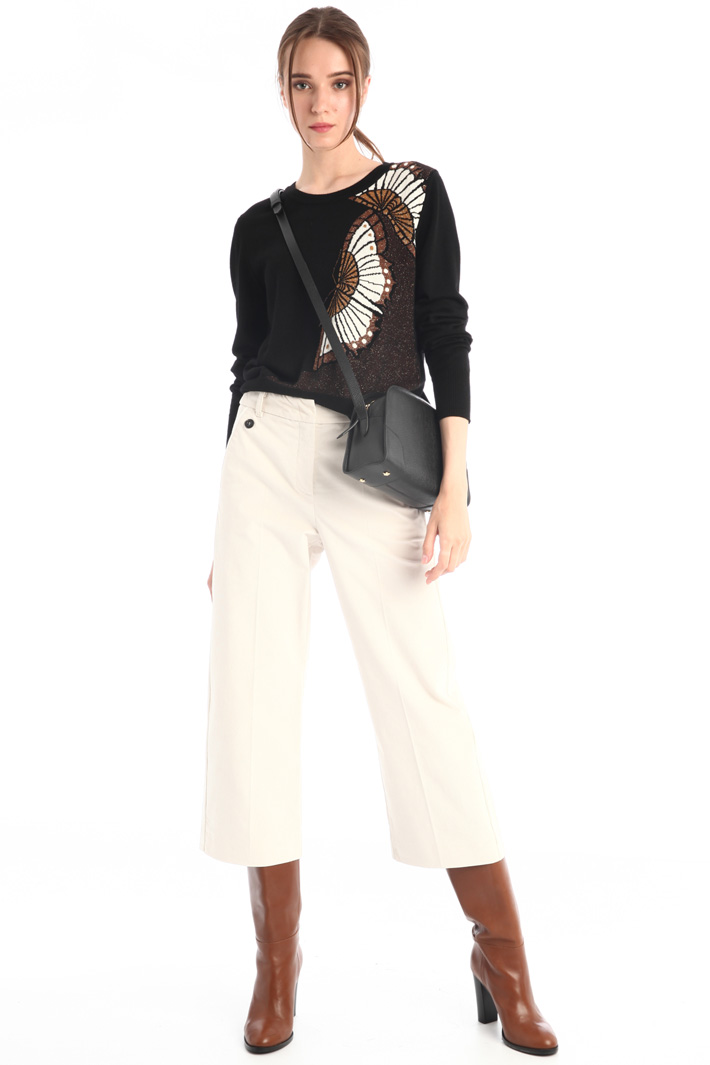 Maglia con intarsio - NERO BIANCO BEIGE - Fashion Market