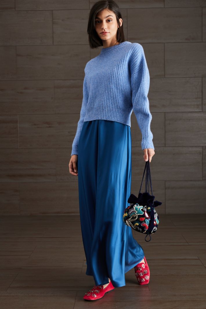 Maglia in pura lana - AZZURRO - Fashion Market