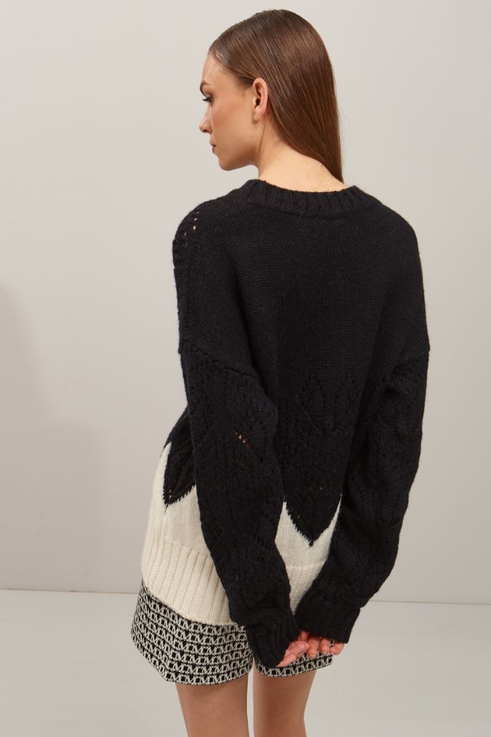Maglia traforata - BLU SCURO BIANCO - Fashion Market - 4
