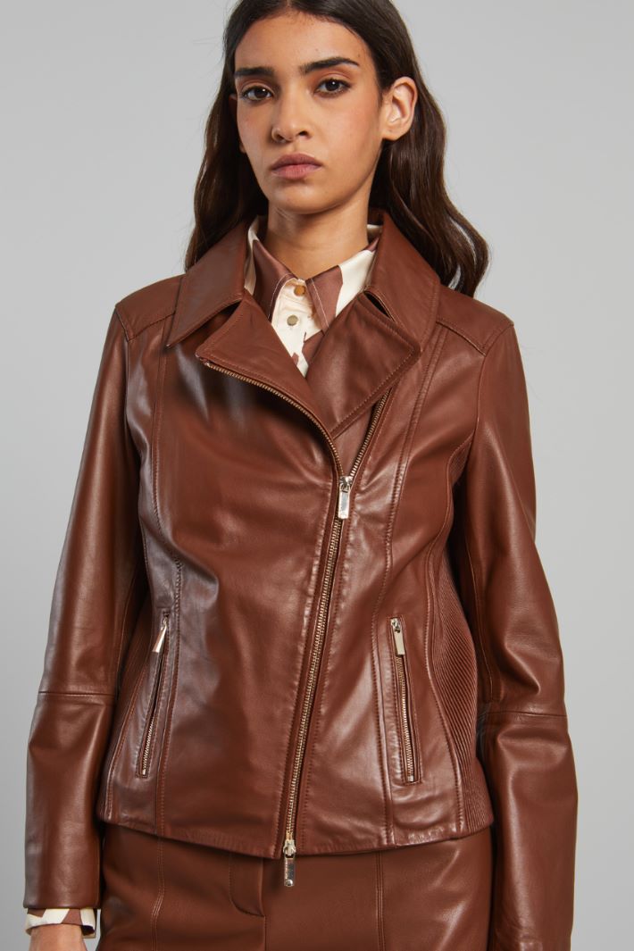 Biker in vera pelle - MARRONE - Fashion Market - 3