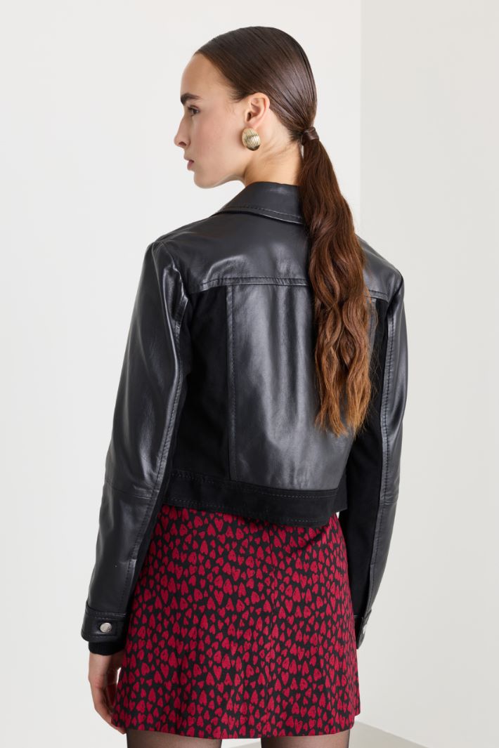 Giacca boxy in pelle - NERO - Fashion Market - 4