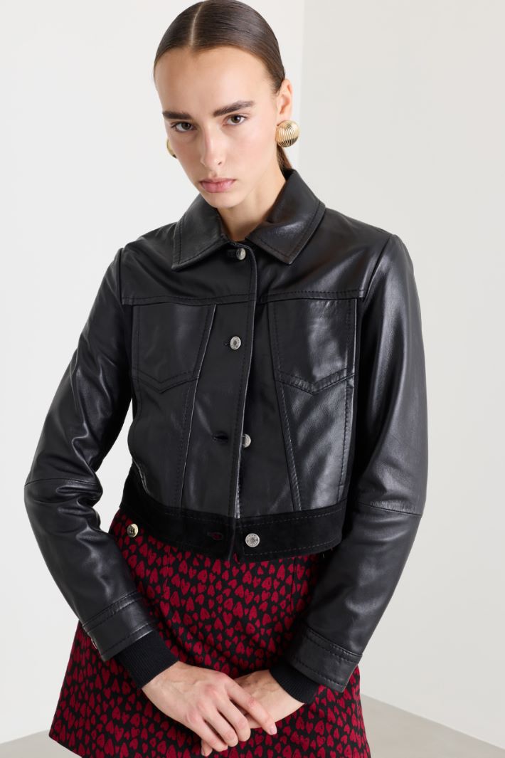 Giacca boxy in pelle - NERO - Fashion Market - 2