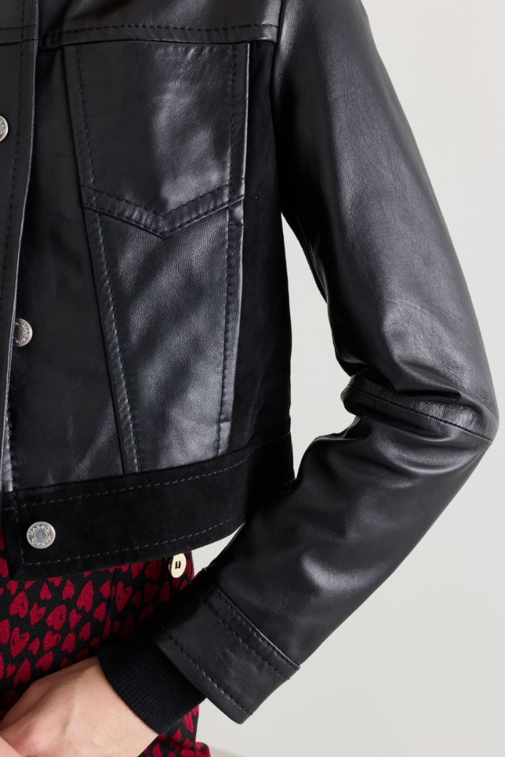 Giacca boxy in pelle - NERO - Fashion Market - 3