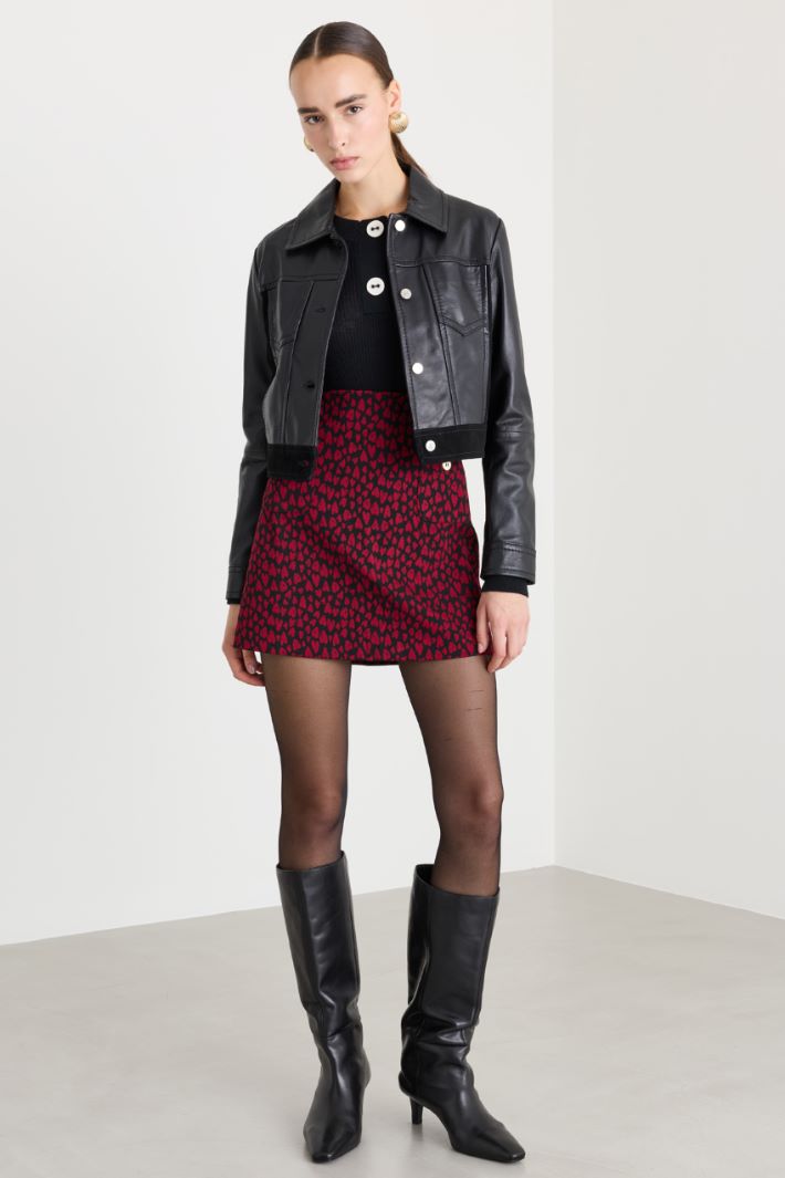 Giacca boxy in pelle - NERO - Fashion Market