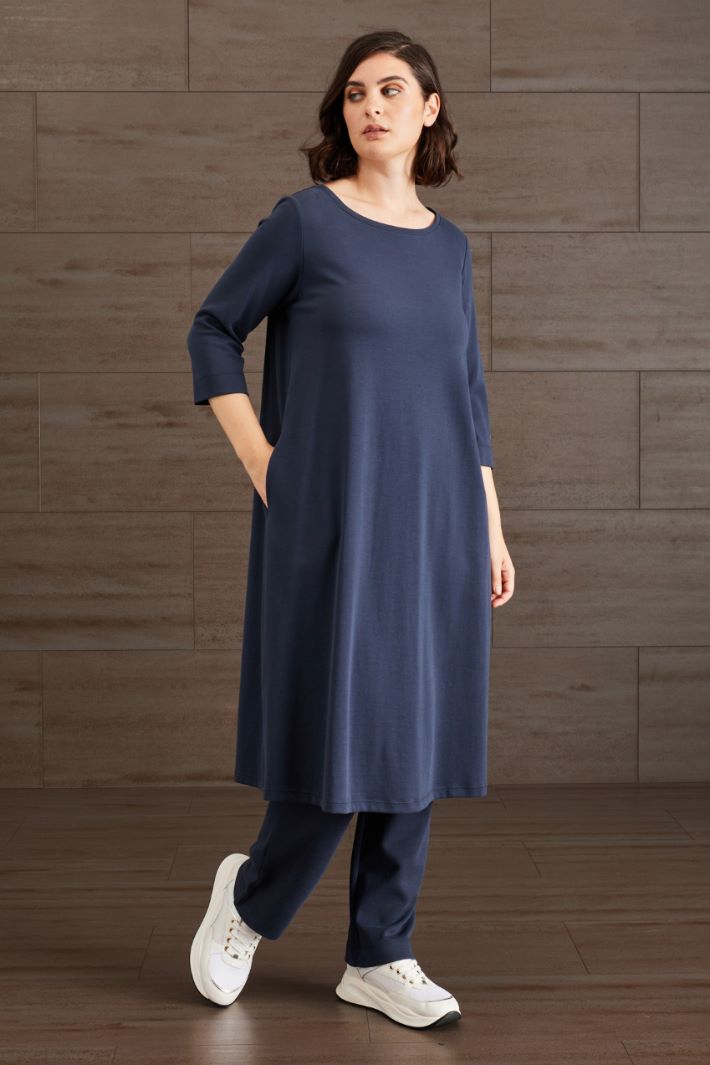 Abito in jersey di cotone - BLU SCURO - Fashion Market