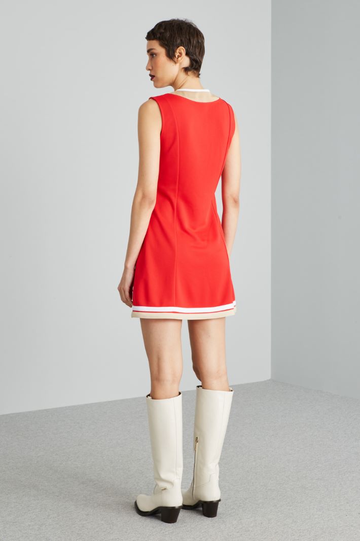 Abito corto in jersey tecnico - ROSSO BEIGE BIANCO - Fashion Market - 4