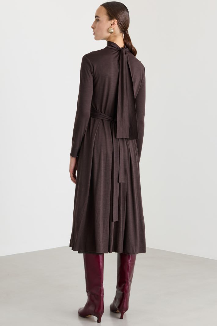 Abito midi in jersey di lana - MARRONE - Fashion Market - 4