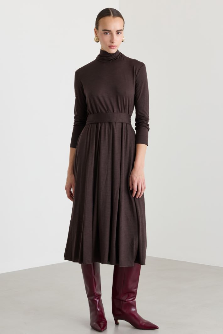 Abito midi in jersey di lana - MARRONE - Fashion Market - 2