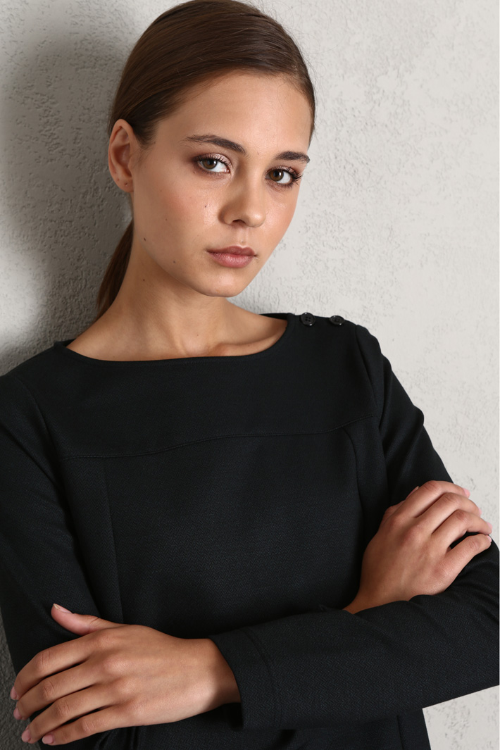 Abito dritto in jacquard - VERDE SCURO - Fashion Market - 3
