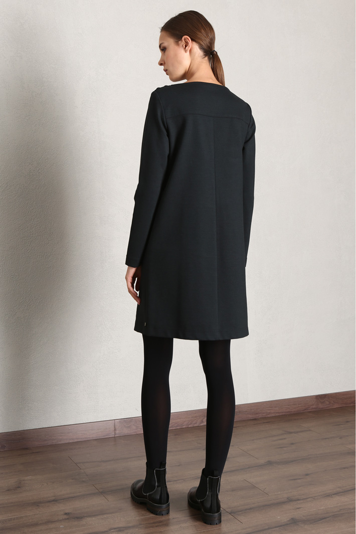 Abito dritto in jacquard - VERDE SCURO - Fashion Market - 2