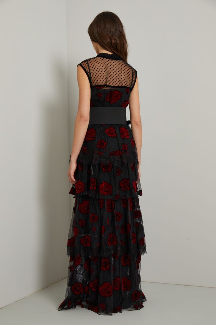 Abito lungo in pizzo - NERO ROSSO - Fashion Market - 4