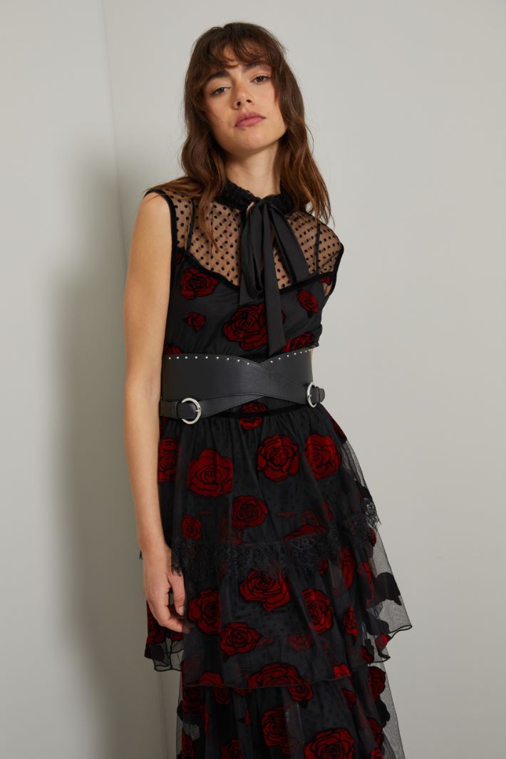 Abito lungo in pizzo - NERO ROSSO - Fashion Market - 2