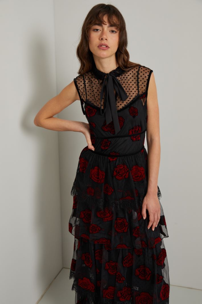 Abito lungo in pizzo - NERO ROSSO - Fashion Market - 3