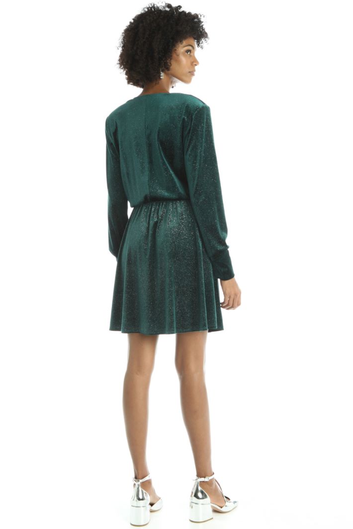 Abito corto in jersey velluto - VERDE - Fashion Market - 4