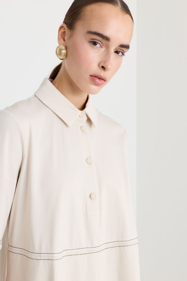 Abito chemisier in jersey - AVORIO - Fashion Market - 3