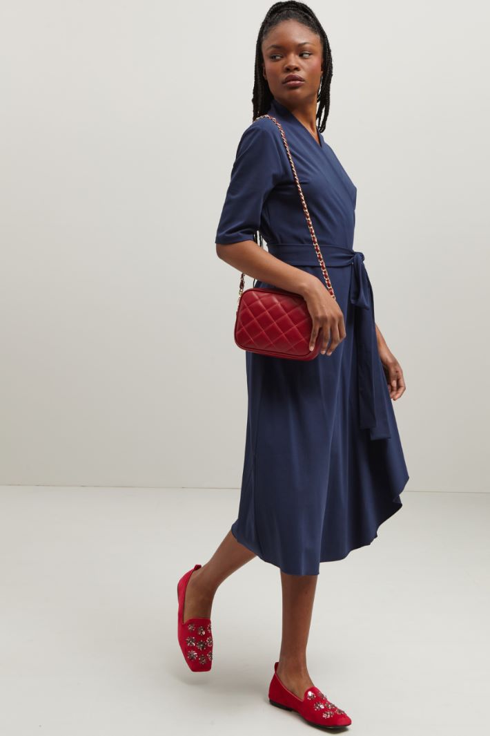 Abito a portafoglio in jersey - BLU - Fashion Market - 2