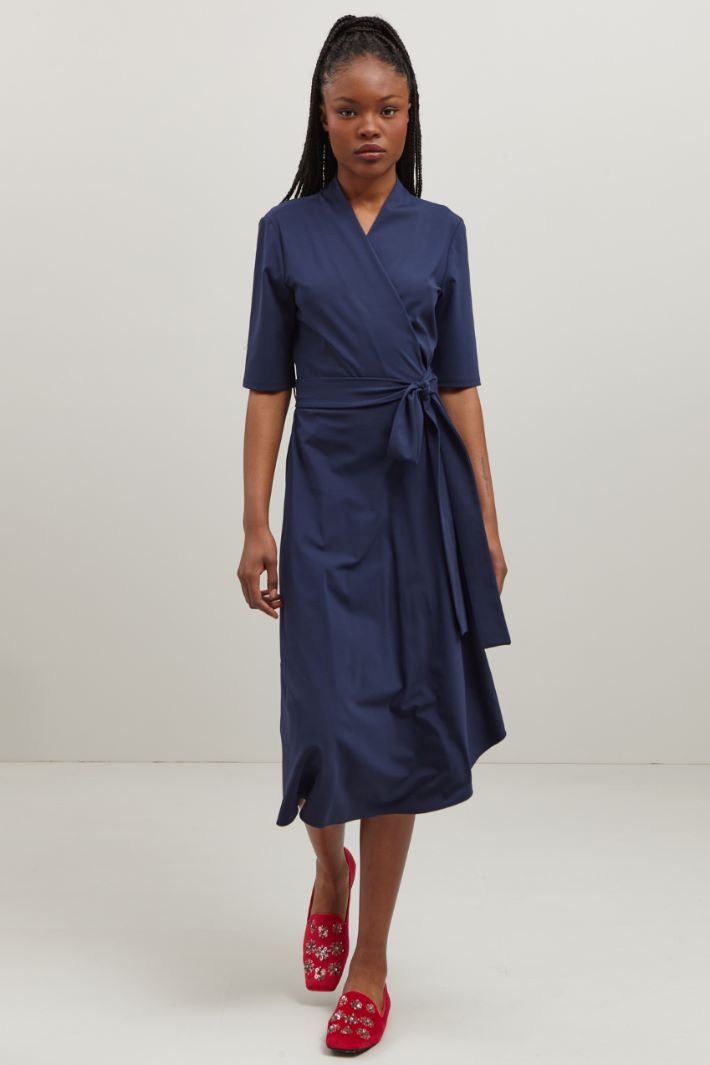 Abito a portafoglio in jersey - BLU - Fashion Market