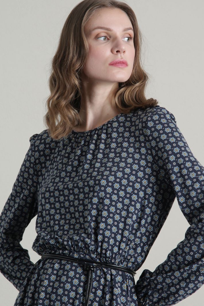 Abito in jersey con cintura - BLU - Fashion Market - 3
