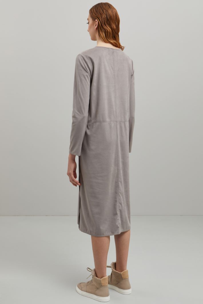Abito in jersey effetto suede - TORTORA - Fashion Market - 4