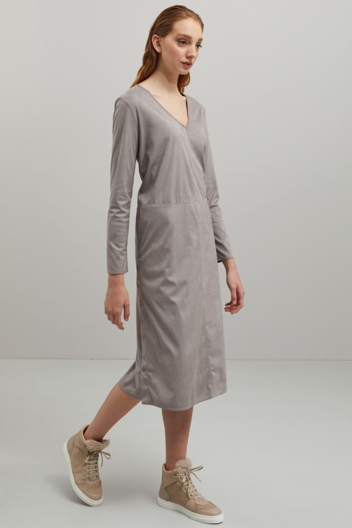 Abito in jersey effetto suede - TORTORA - Fashion Market - 2