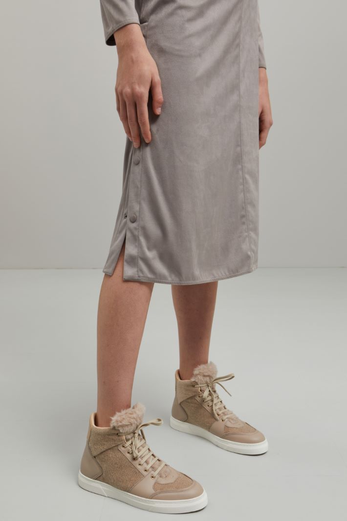 Abito in jersey effetto suede - TORTORA - Fashion Market - 3