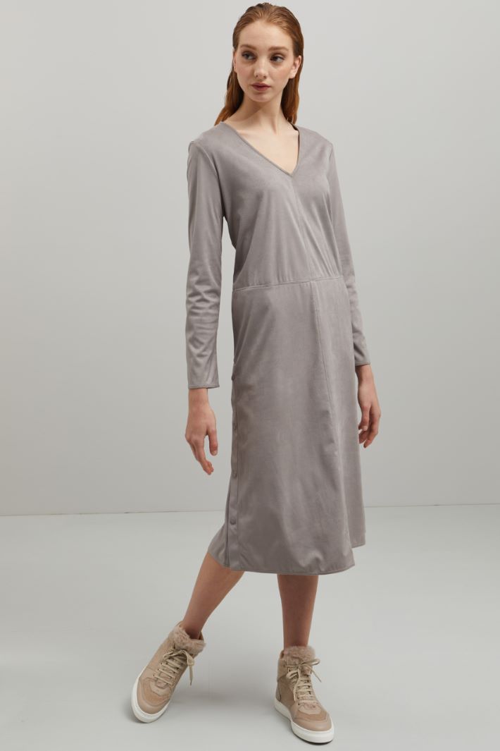 Abito in jersey effetto suede - TORTORA - Fashion Market