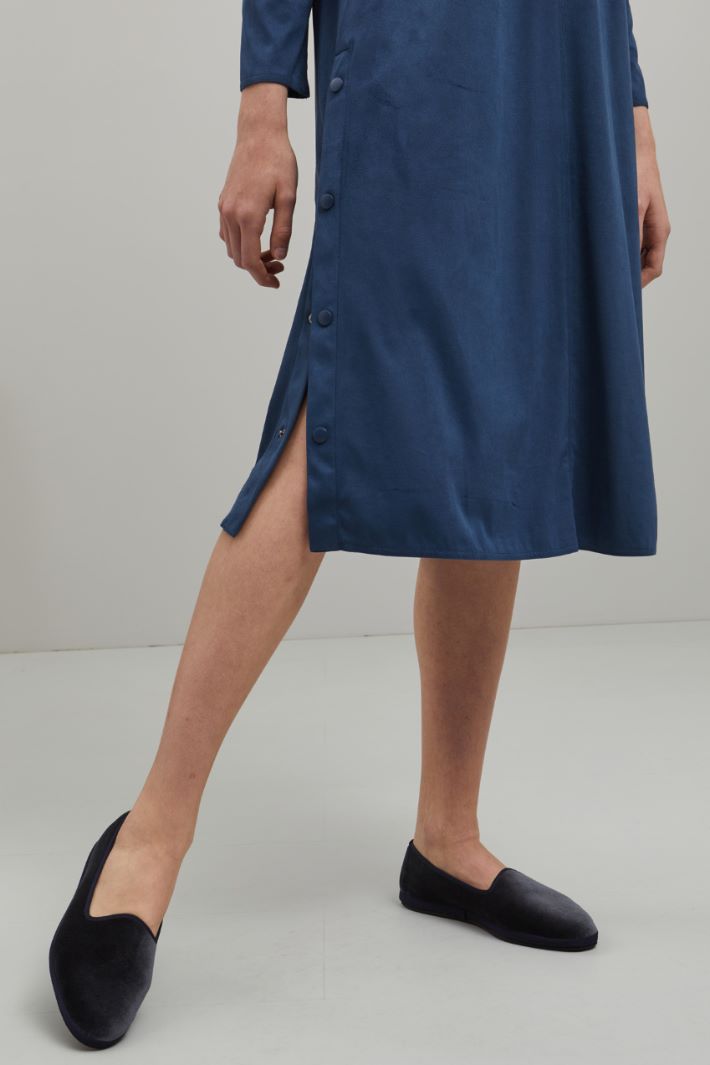 Abito in jersey effetto suede - BLU ACCIAIO - Fashion Market - 4