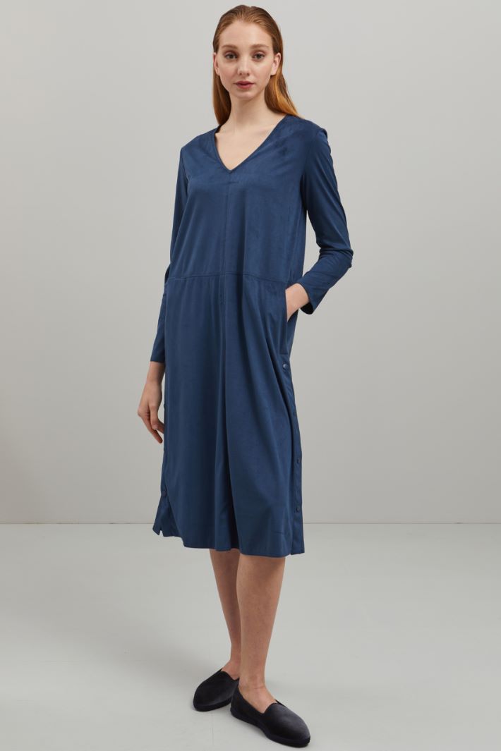 Abito in jersey effetto suede - BLU ACCIAIO - Fashion Market - 2