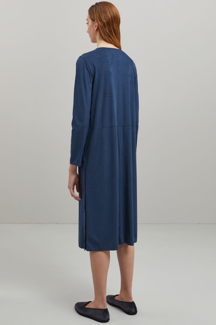 Abito in jersey effetto suede - BLU ACCIAIO - Fashion Market - 3