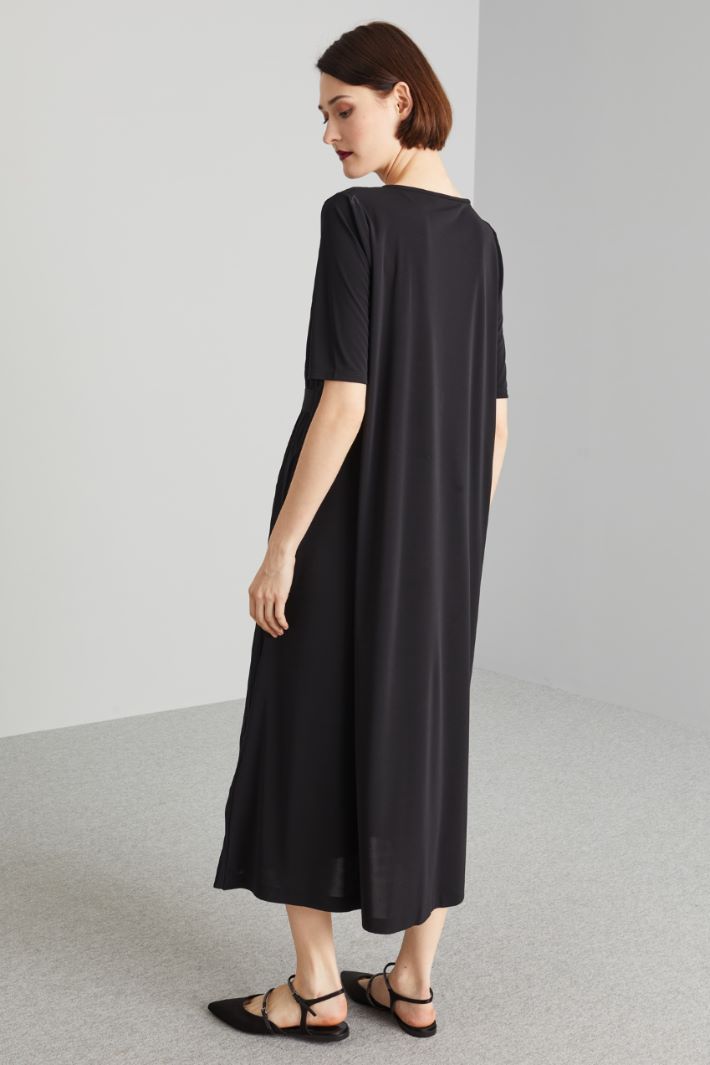 Abito lungo a maniche corte - NERO - Fashion Market - 4