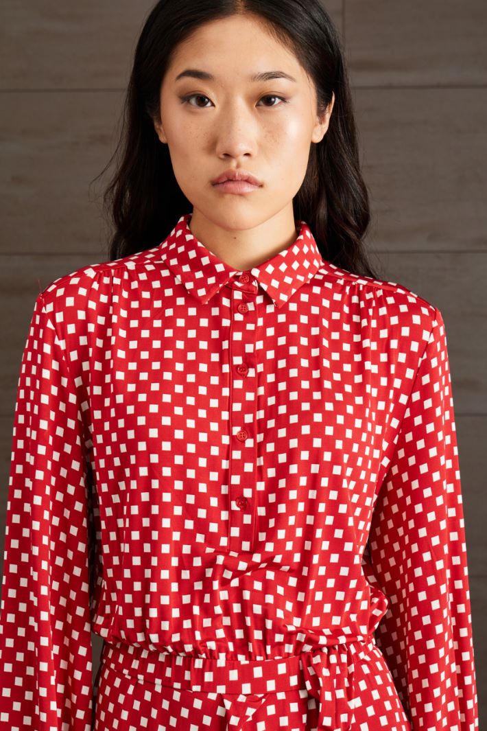 Abito in jersey - ROSSO BIANCO - Fashion Market - 3