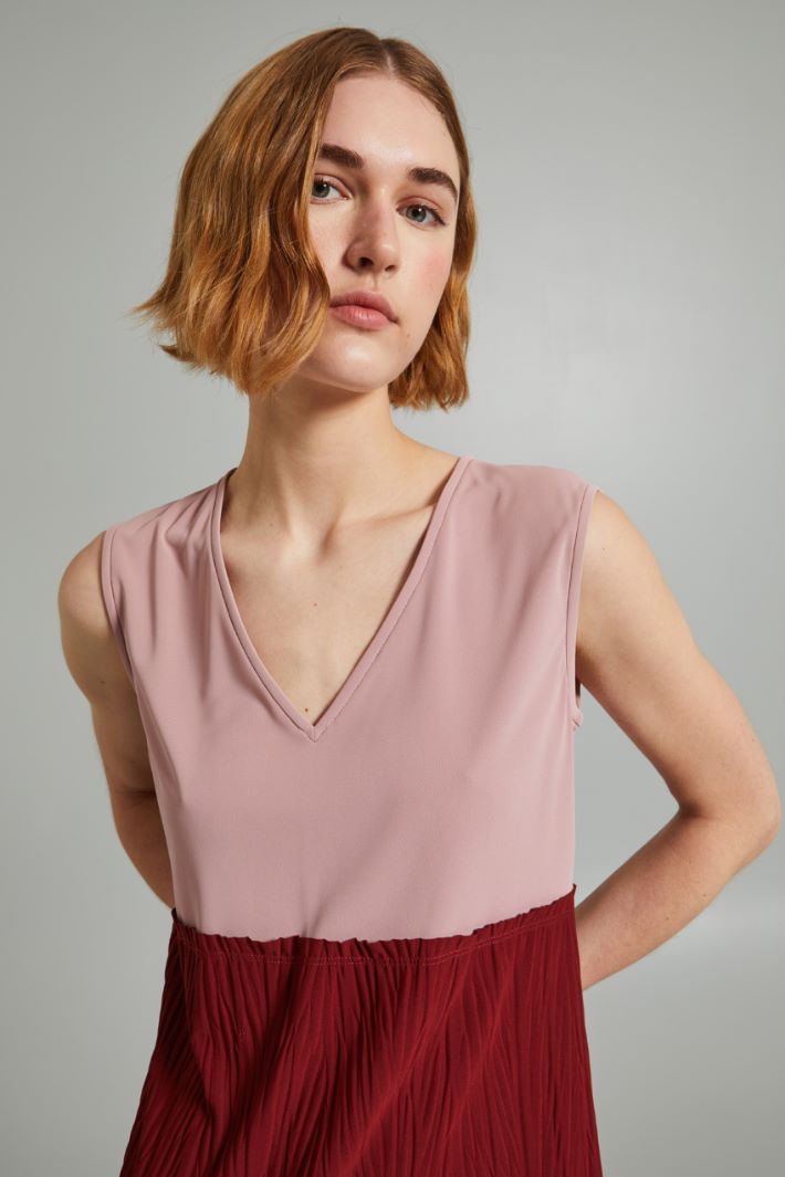 Abito a tubino con cintura - BORDEAUX ROSA ANTICO - Fashion Market - 3