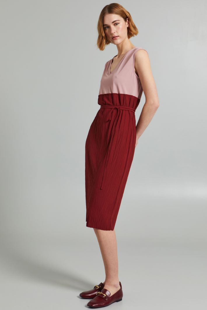 Abito a tubino con cintura - BORDEAUX ROSA ANTICO - Fashion Market