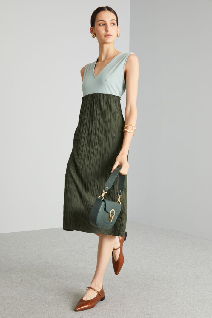 Abito a tubino con cintura - VERDE - Fashion Market