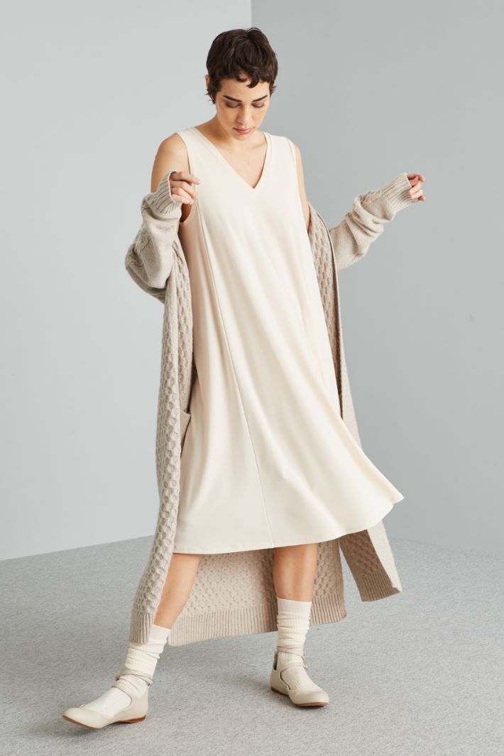 Abito in jersey tecnico - AVORIO - Fashion Market