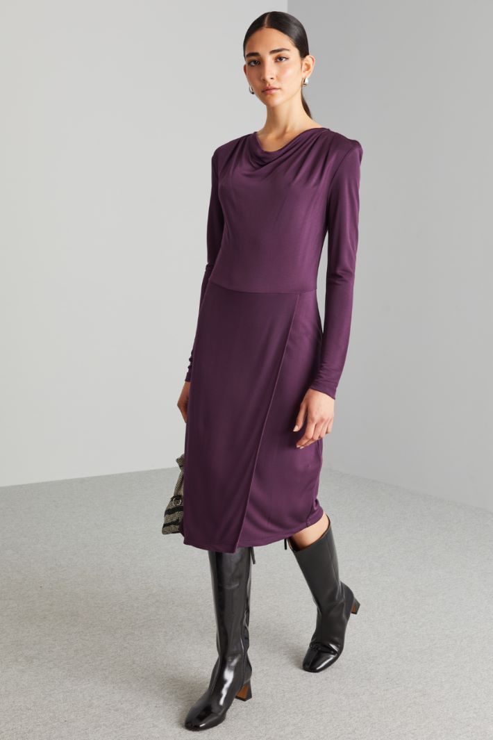 Abito in jersey con drappeggio - MELANZANA - Fashion Market - 2