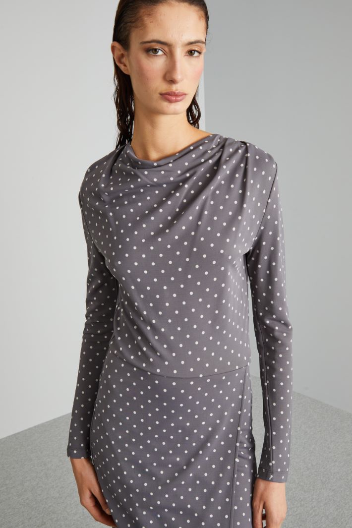 Abito in jersey con drappeggio - GRIGIO BIANCO - Fashion Market - 3