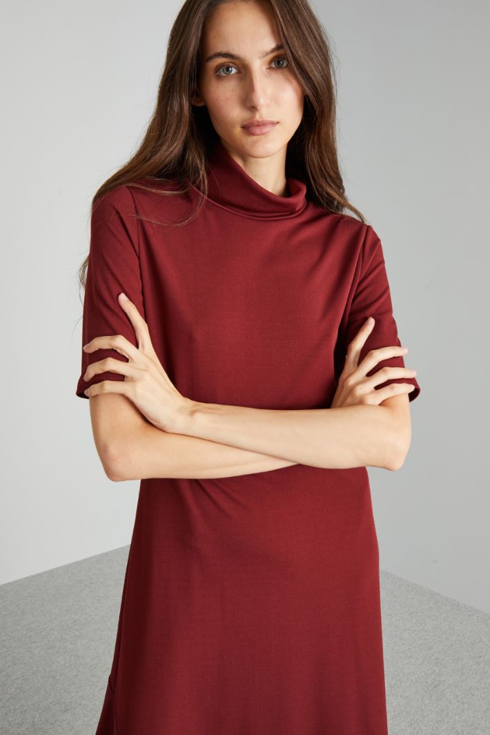 Abito svasato in jersey - BORDEAUX - Fashion Market - 3