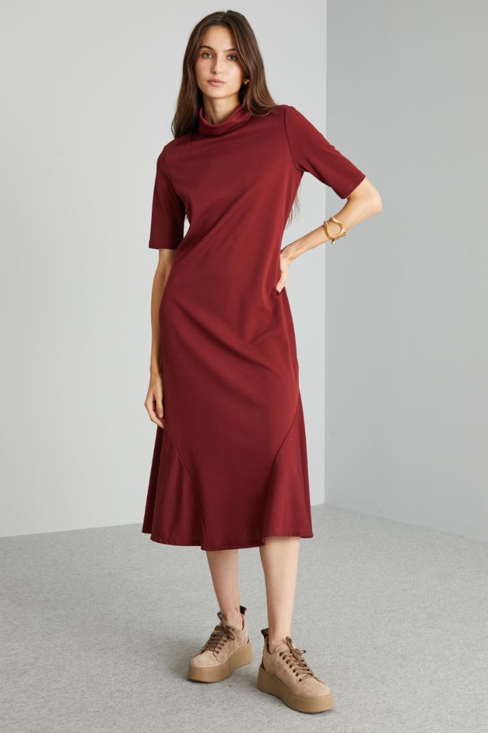 Abito svasato in jersey - BORDEAUX - Fashion Market