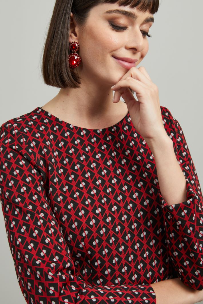 Abito jacquard - ROSSO NERO  - Fashion Market - 3