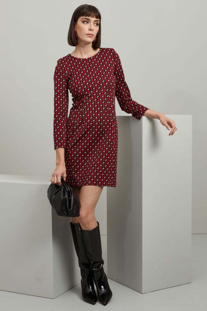 Abito jacquard - ROSSO NERO  - Fashion Market