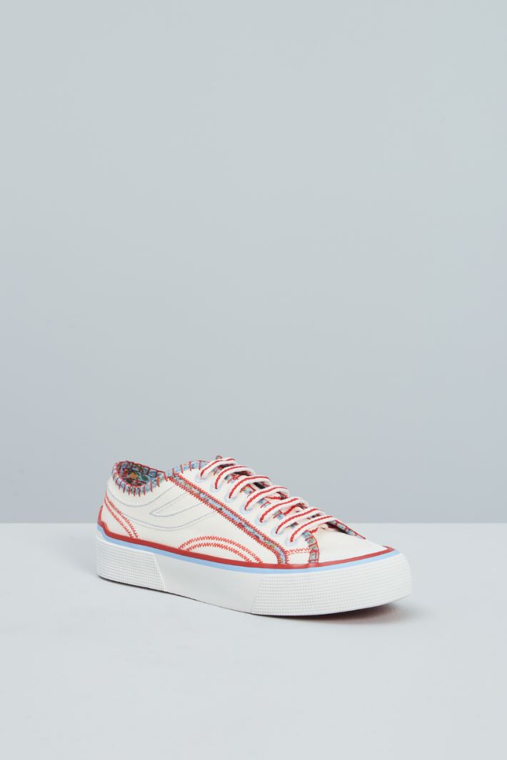 Sneakers in tela - BIANCO ROSSO AZZURRO - Fashion Market - 2
