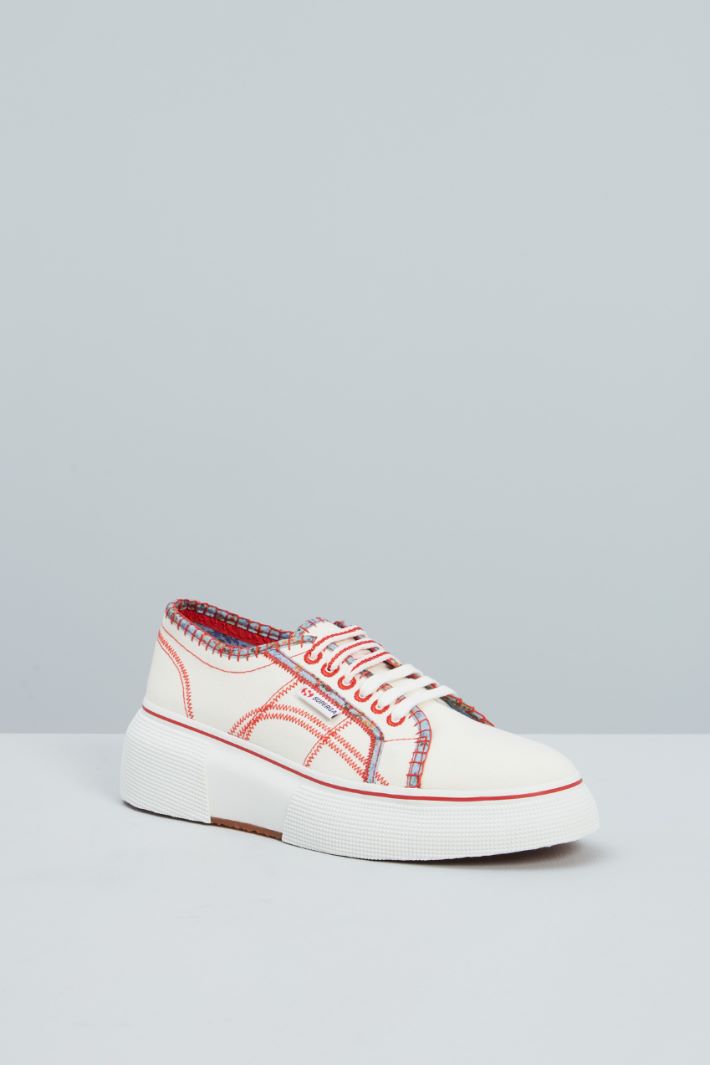 Sneakers in tela - BIANCO ROSSO - Fashion Market - 2