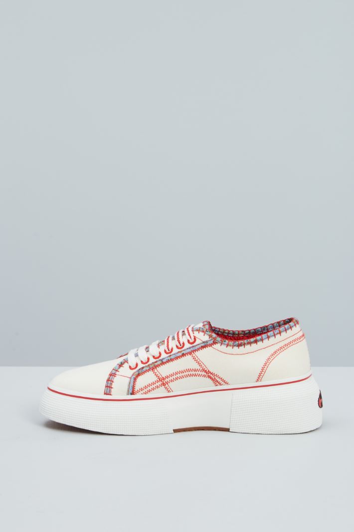 Sneakers in tela - BIANCO ROSSO - Fashion Market - 3