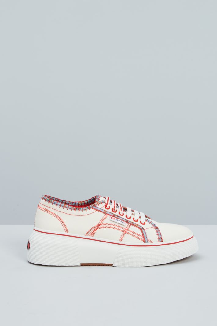 Sneakers in tela - BIANCO ROSSO - Fashion Market